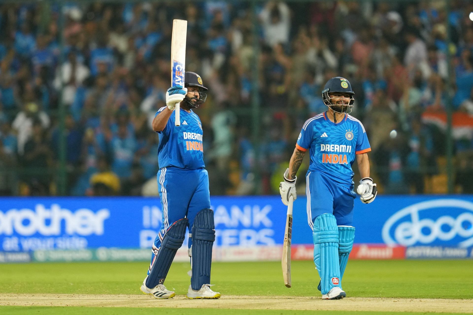 Rohit Sharma and Rinku Singh smashed Karim Janat all around the park. [P/C: BCCI/X]