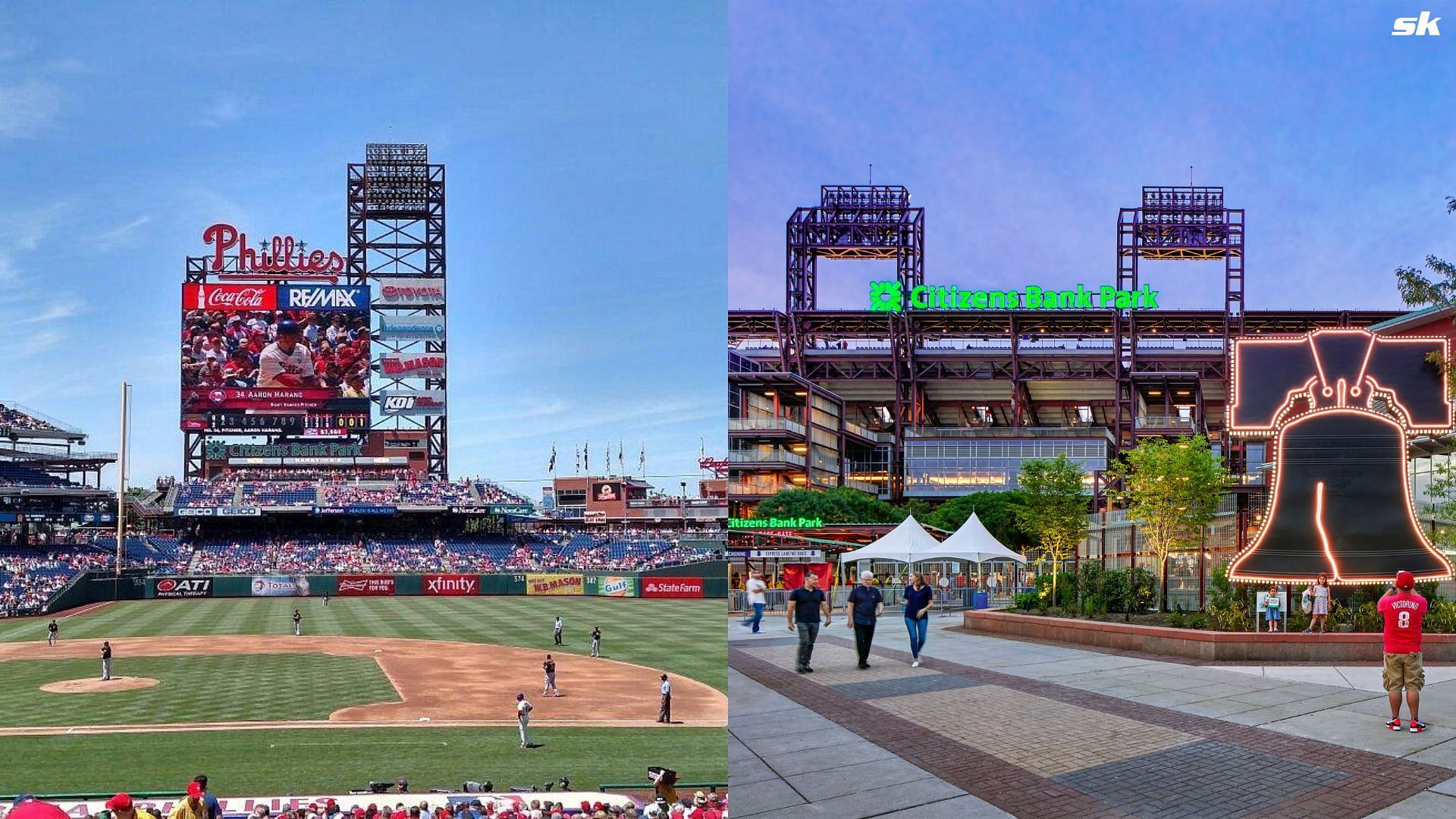 A view of inside and outside of the Phillies home stadium