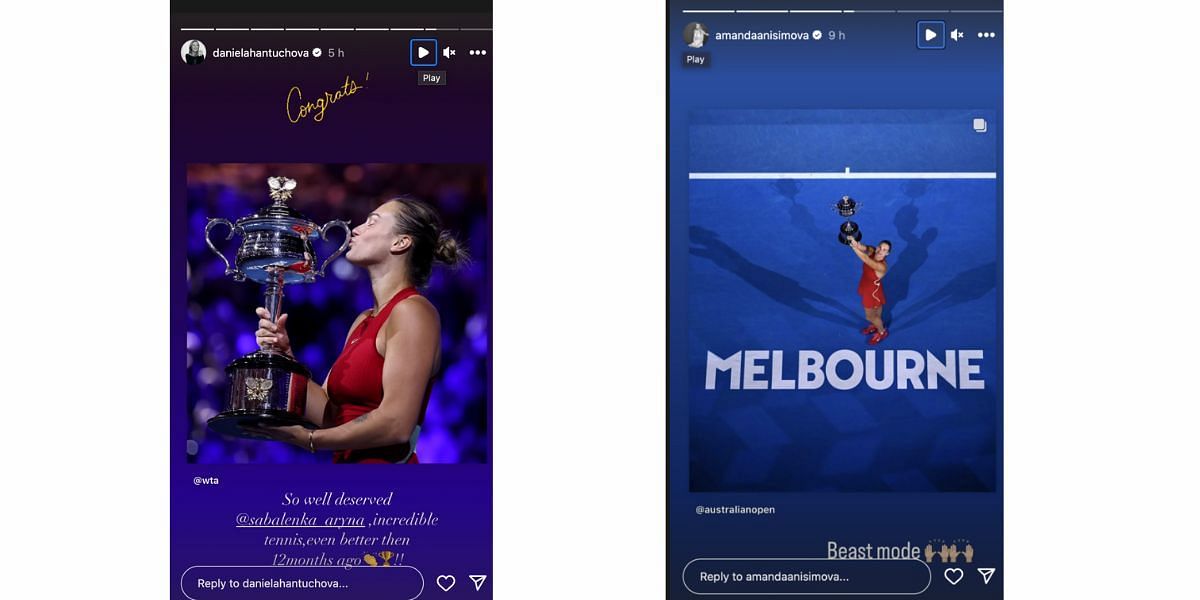Daniela Hantuchova and Amanda Anisimova&#039;s Instagram stories