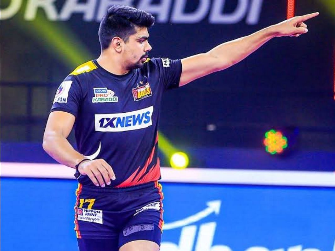 Captain Pawan Sehrawat in action for Telugu Titans (credit:pkl)