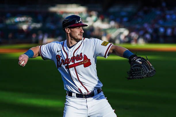 Sean Murphy of the Atlanta Braves warms up before Game One of the National League Division Series baseball game against the Philadelphia Phillies at...Sean Murphy