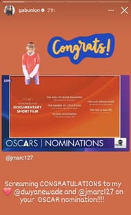 Gabrielle Union's Instagram Story Congratulating Husband Dwyane Wade