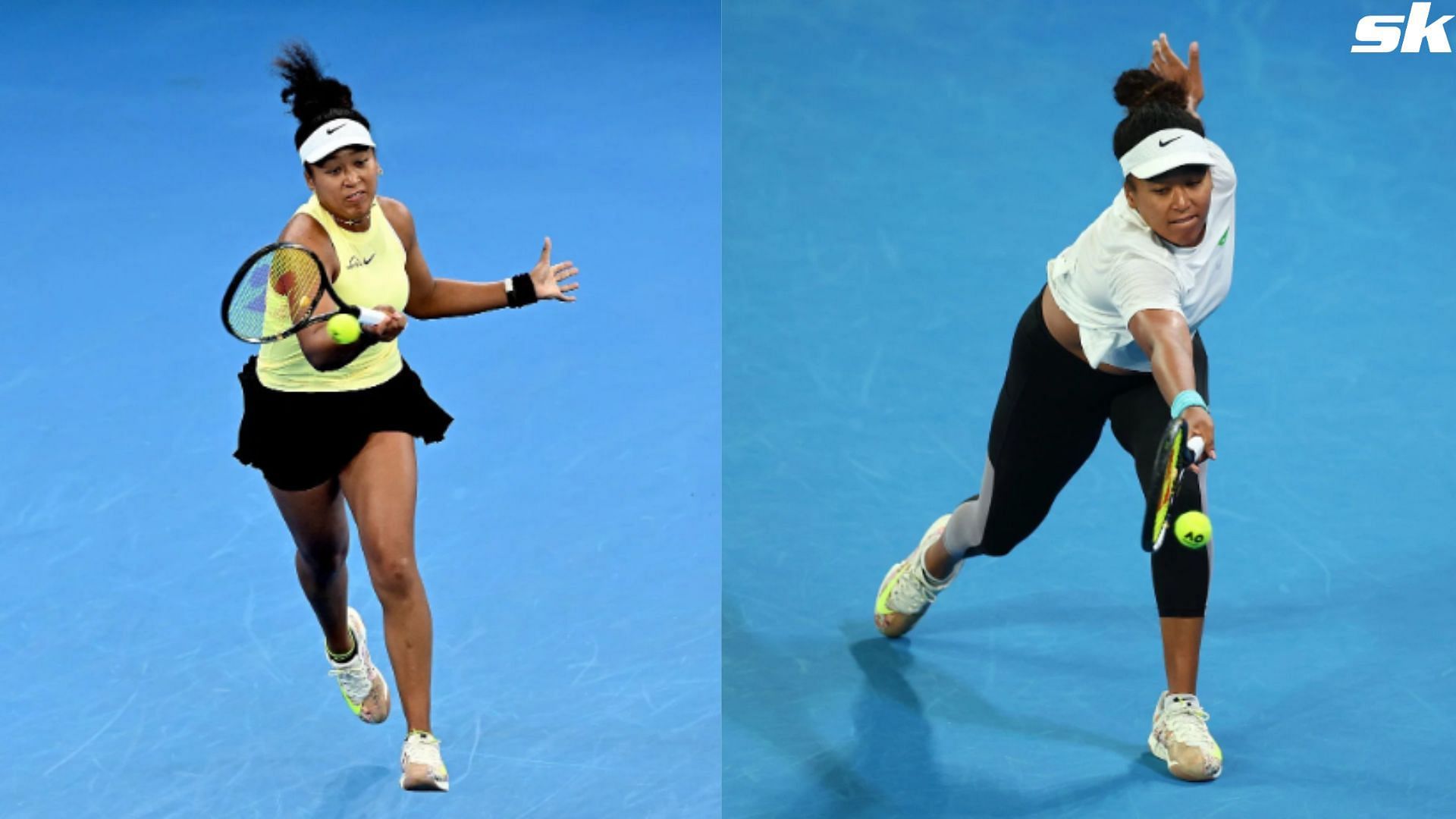 Naomi Osaka practices ahead of the 2024 Australian Open 