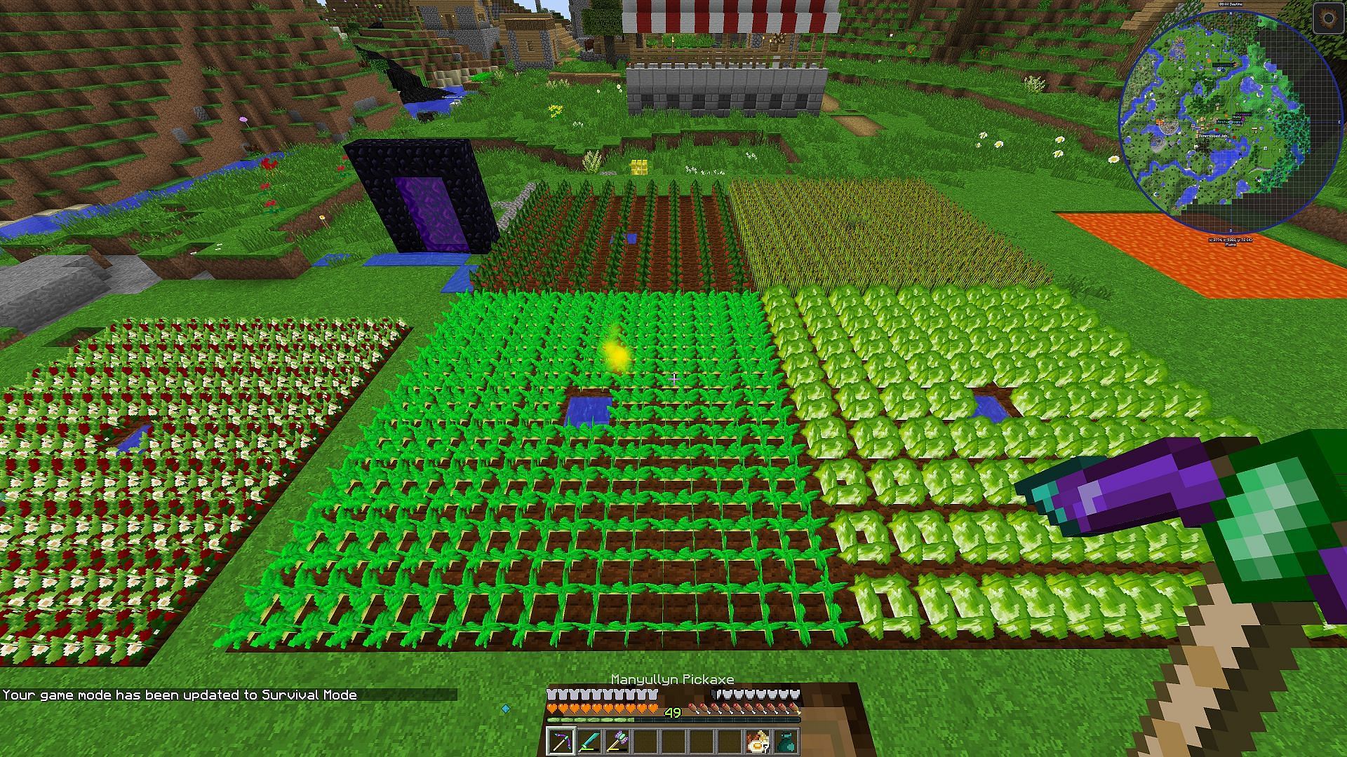 Many fans build their crop farms on a 9x9 dimensional basis (Image via Phat_Joe_/Reddit)