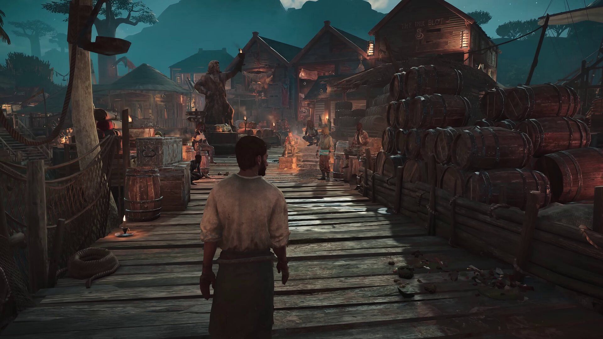 Exploring the island&#039;s activities in Skull and Bones (Image via Youtube MasterAssassin/Ubisoft)