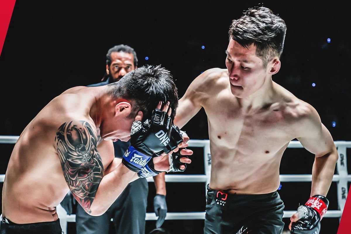 Kwon Won Il punching Shinechagtga Zoltsetseg during their match | Image credit: ONE Championship