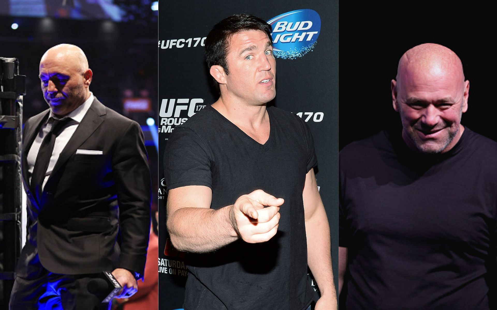 From left to right: Joe Rogan, Chael Sonnen, Dana White