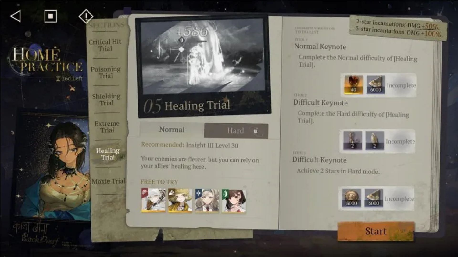Healing Trial in the event is set in a stage that helps players retrieve health (Image via Bluepoch)