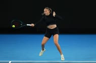 Amanda Anisimova practising ahead of the 2024 Australian Open