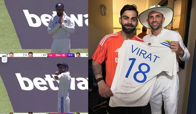 Virat Kohli gifts a signed jersey to South African spinner Keshav Maharaj