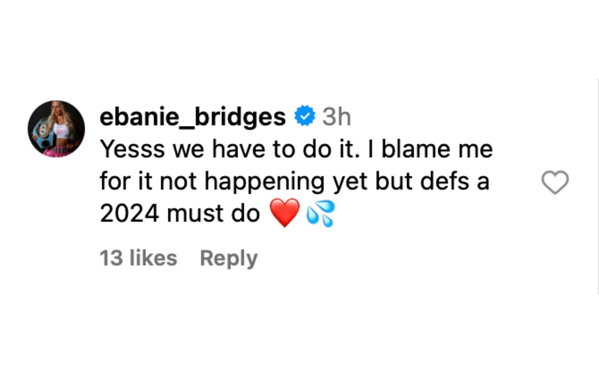 Ebanie Bridges responding to Paige VanZant&#039;s OnlyFans proposal [via @paigevanzant on Instagram]