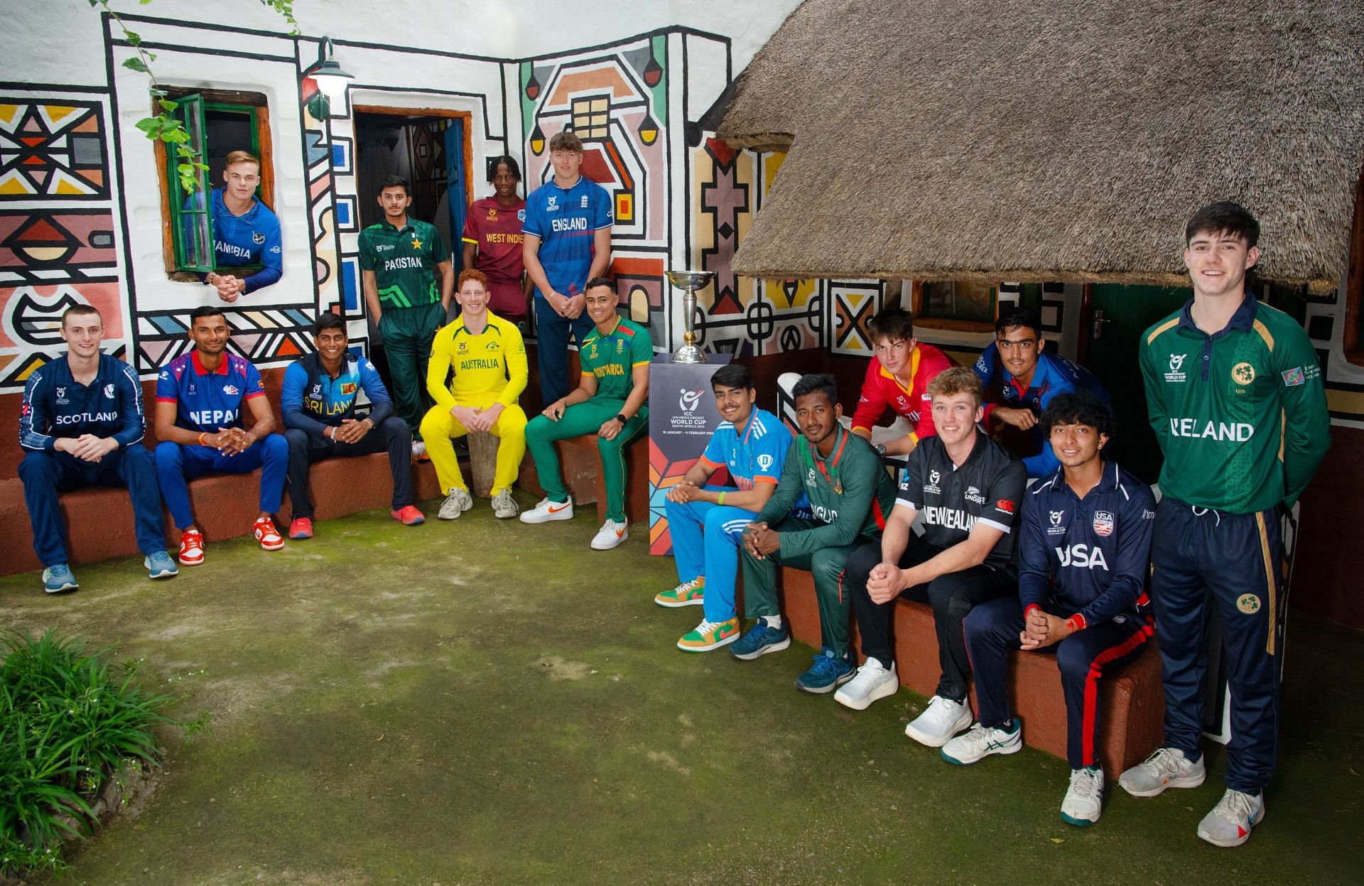 U19 Cricket World Cup Captains posing with trophy (Credits: ICC on X)