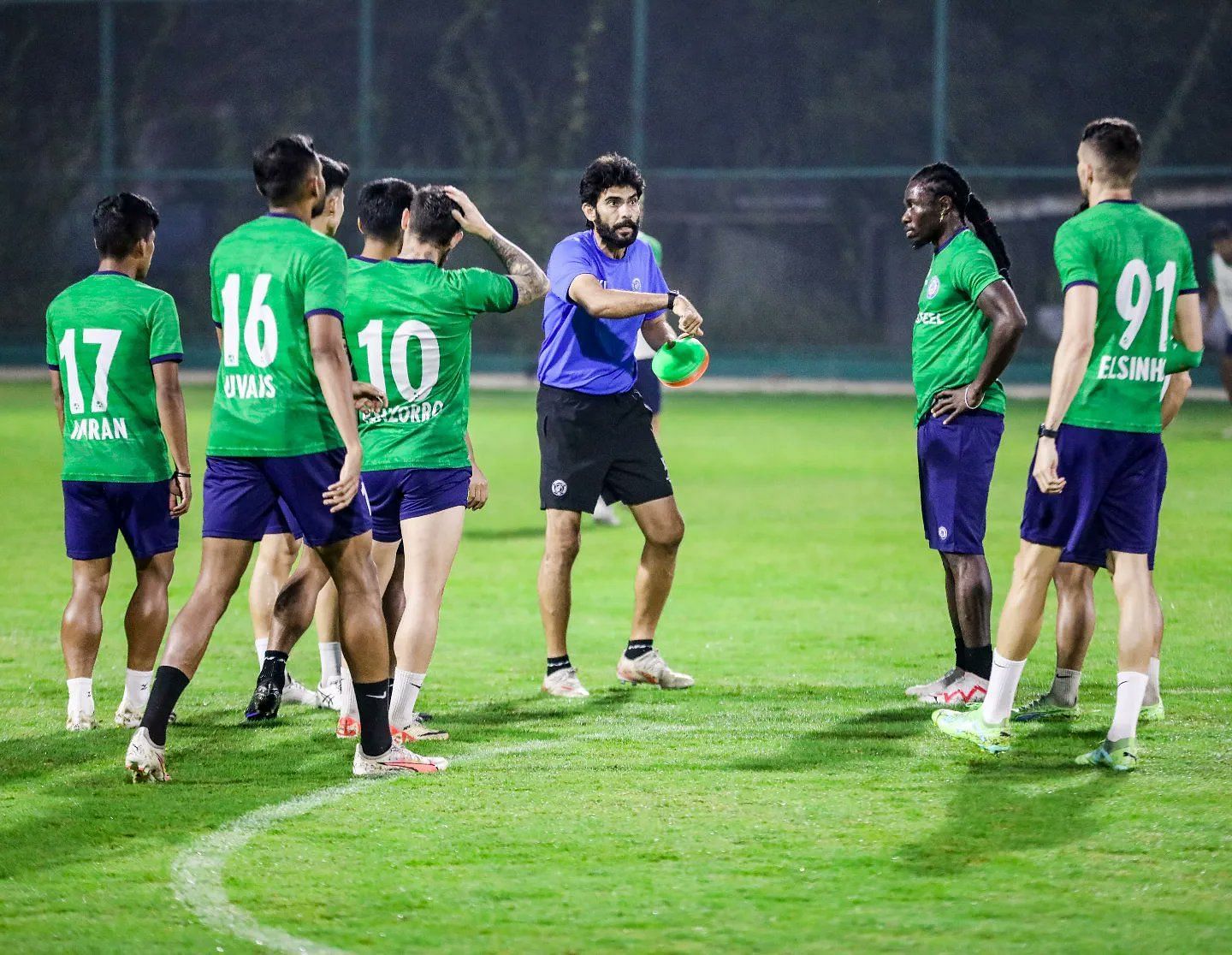 Coach Jamil leading a training session of Jamshedpur FC.