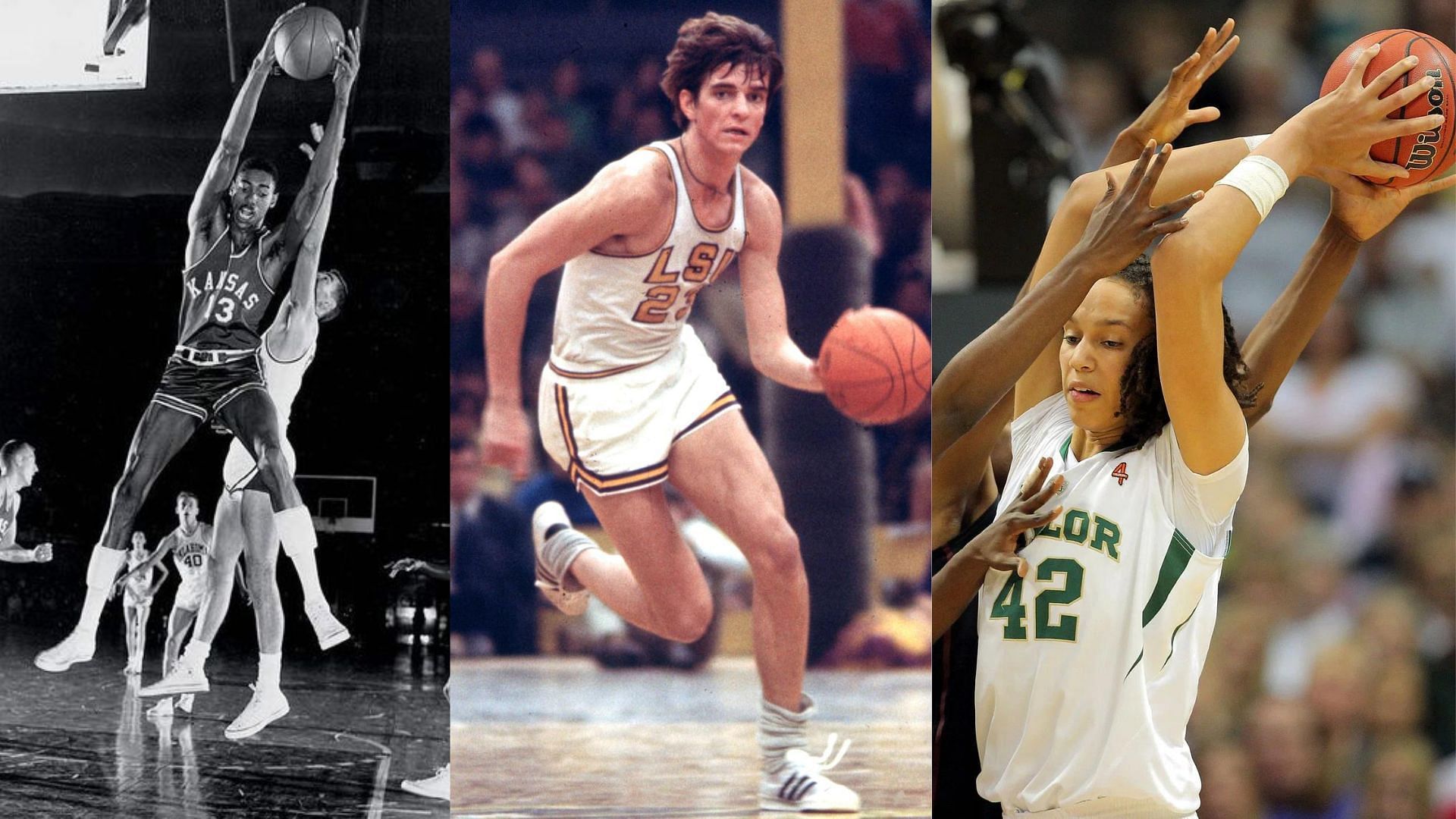 From left to right: Wilt Chamberlain, Pete Maravich, Brittney Griner