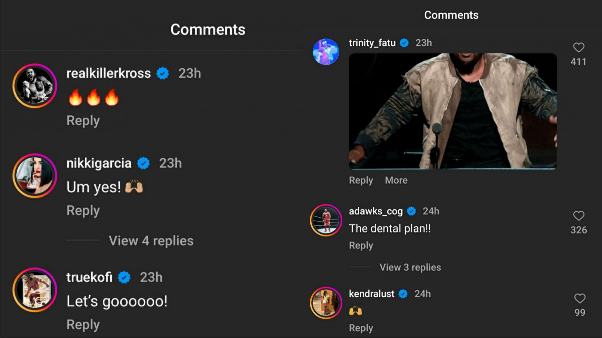 Stars&#039; reactions to Ziggler&#039;s new post!