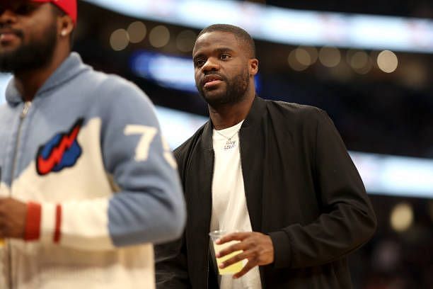 Tennis player Frances Tiafoe attends the Washington Wizards and Atlanta Hawks game at Capital One Arena on November 25, 2023 in Washington, DC. NOTE...