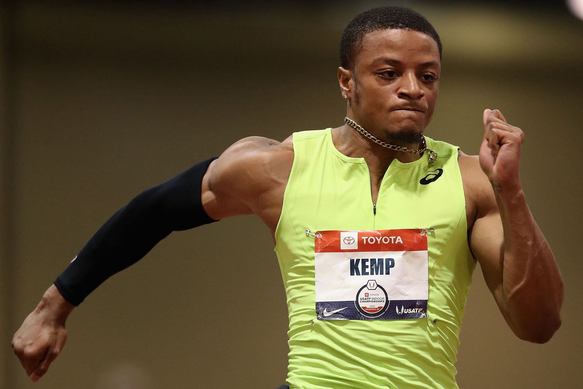 Demek Kemp was the only athlete from the United States who clinched the first position at the Astana Indoor Meet. (Photo by Christian Petersen/Getty Images)
