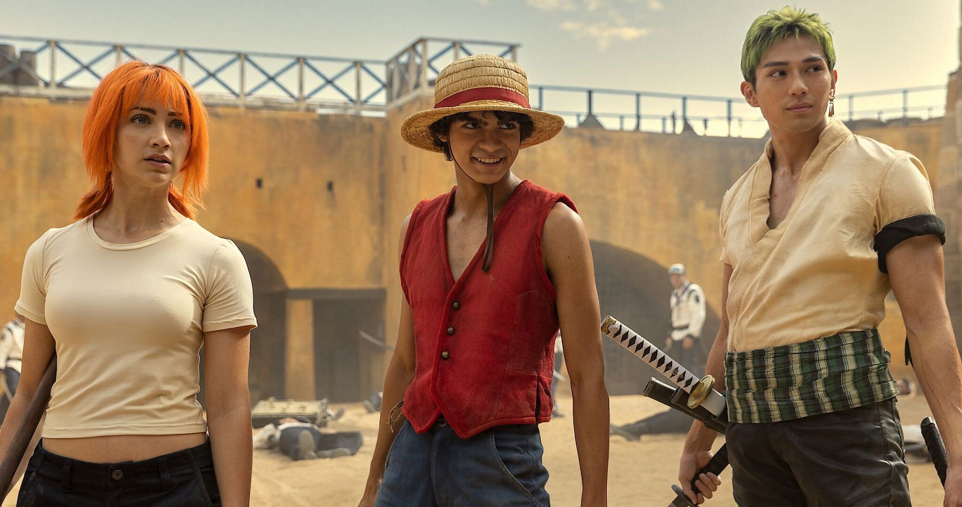Nami, Luffy, and Zoro in One Piece live-action (Image via Tomorrow PIctures)