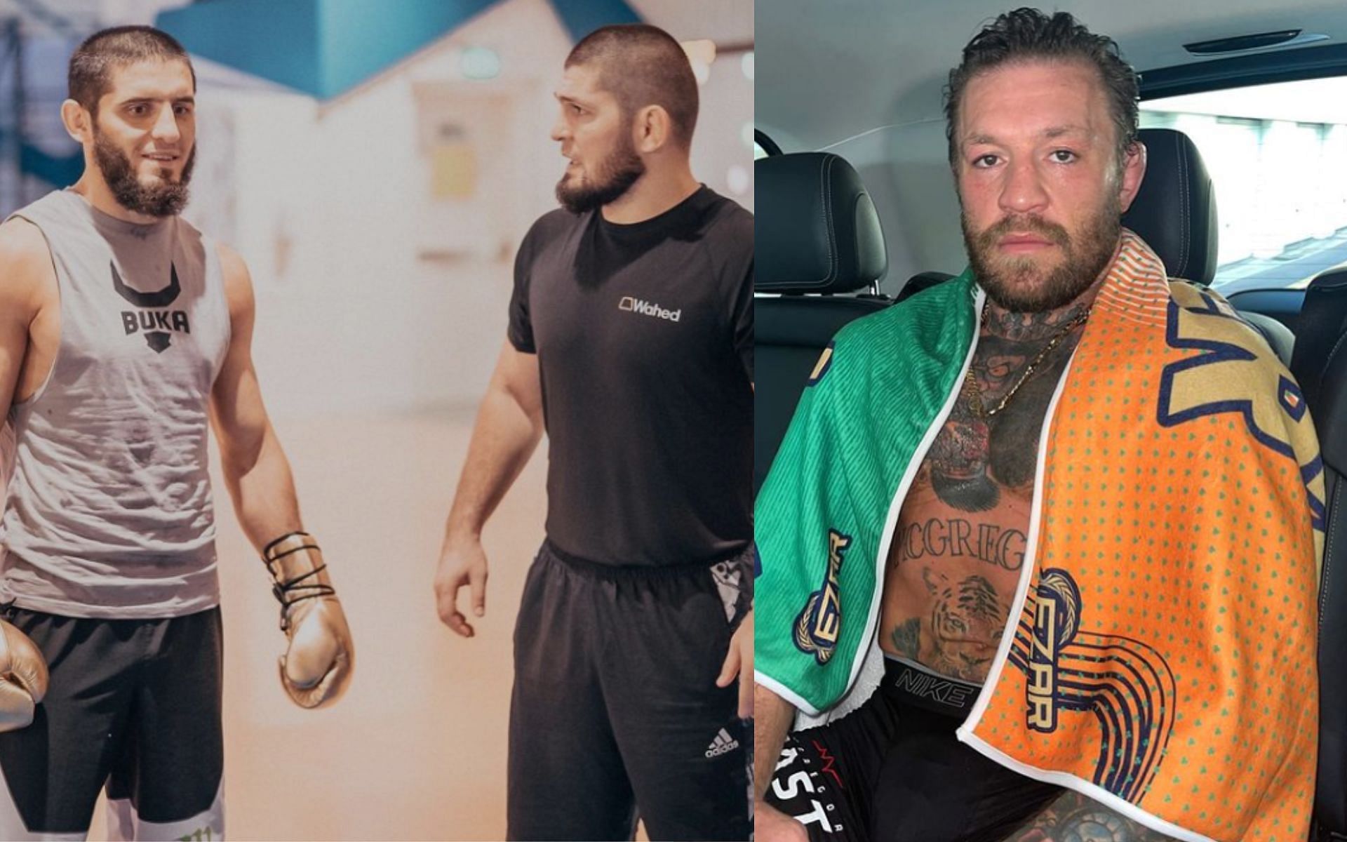 Conor McGregor (right) takes aim at Nurmagomedov camp (left)over steroid usage with recent tweet [Images Courtesy: @thenotoriousmma and @khabib_nurmagomedov on Instagram]