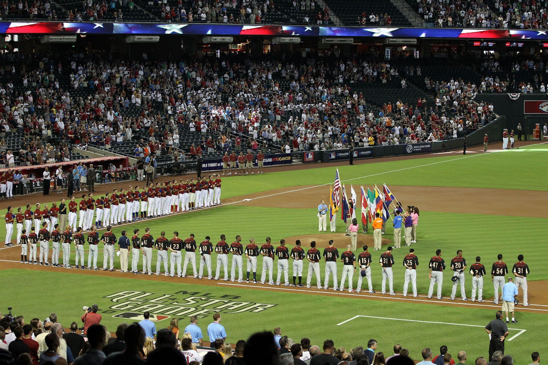 A general view of pregame ceremonies before the 2011 XM All-Star Futures Game at Chase Field on July 10, 2011