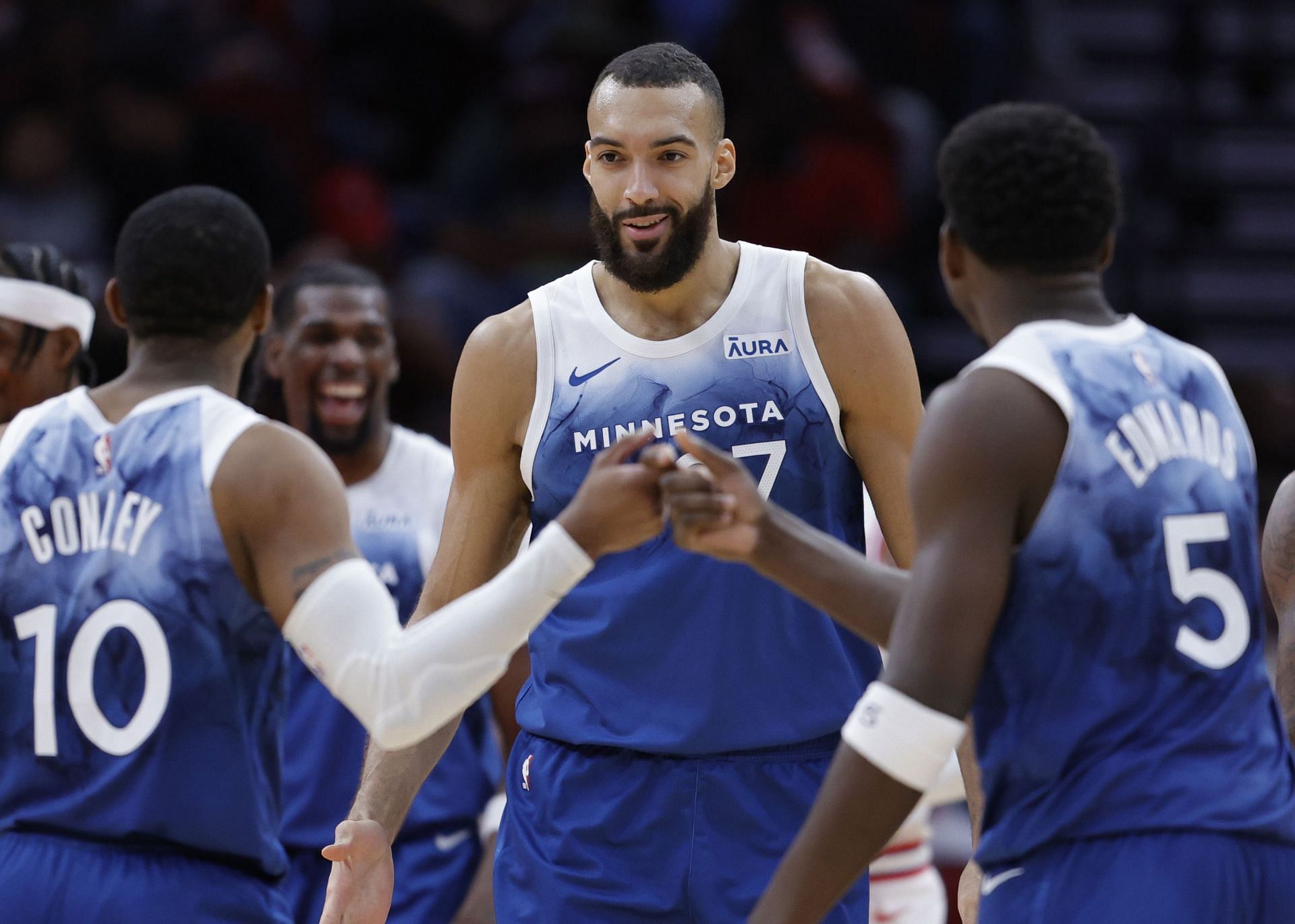 Minnesota Timberwolves star center Rudy Gobert (middle)