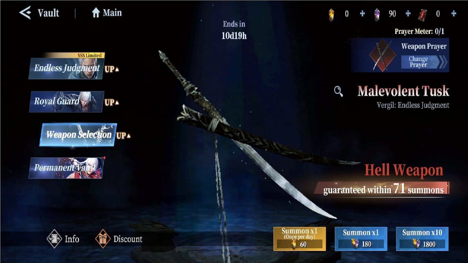 Weapon Selection is one of the best among Devil May Cry Peak of Combat banners (Image via NebulaJoy)