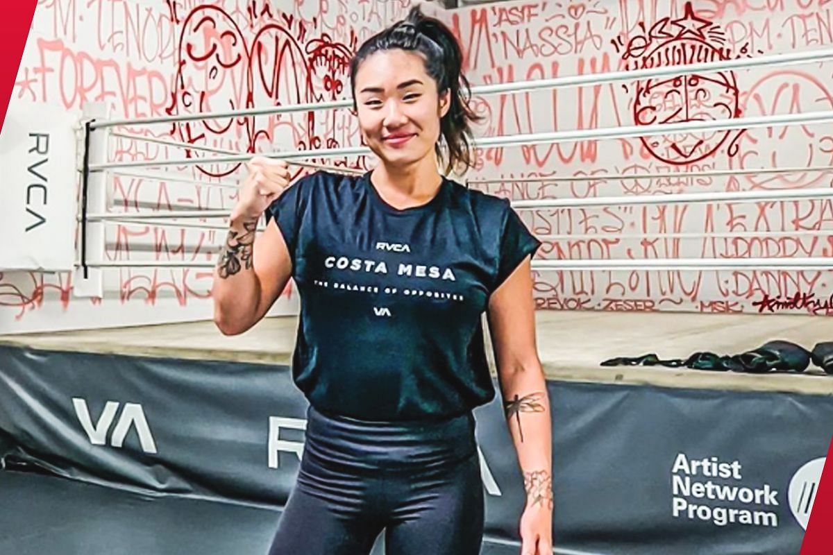 Angela Lee posing for a photo during a training session in the gym