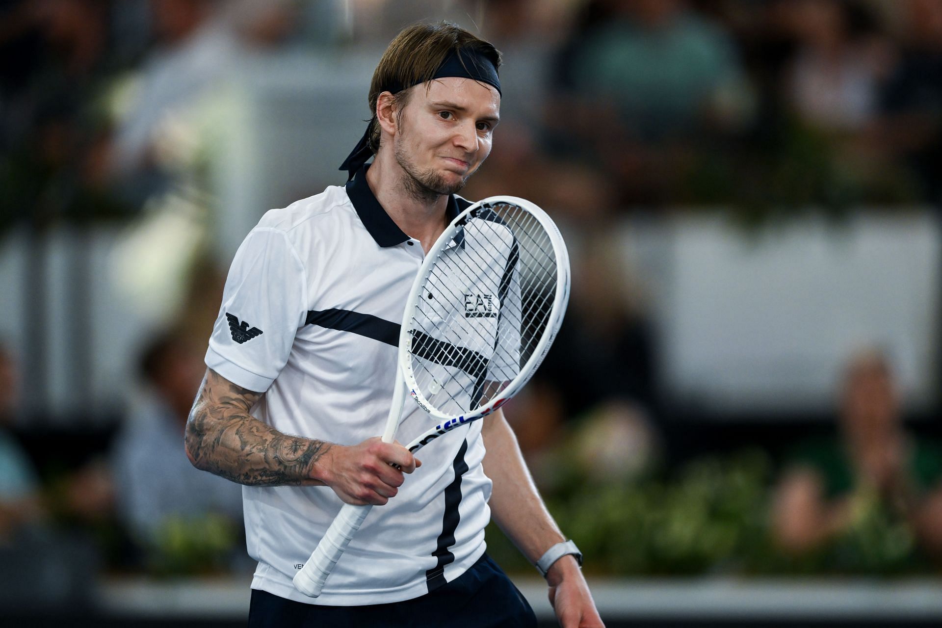 Alexander Bublik in action at the 2024 Adelaide International