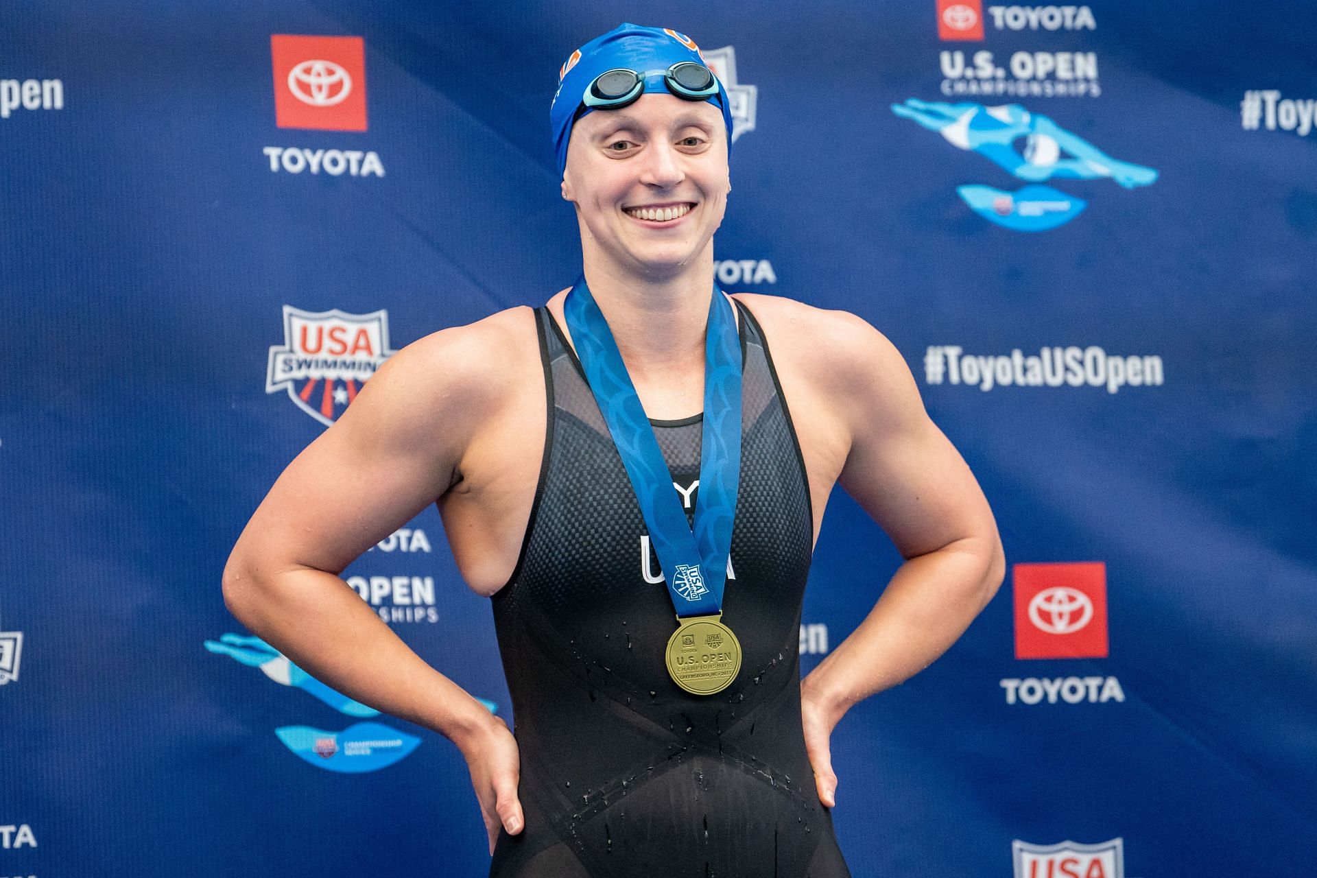 Katie Ledecky looks on after winning the Women&#039;s 1500 Meter Freestyle Final on Day 4 of the Toyota US Open