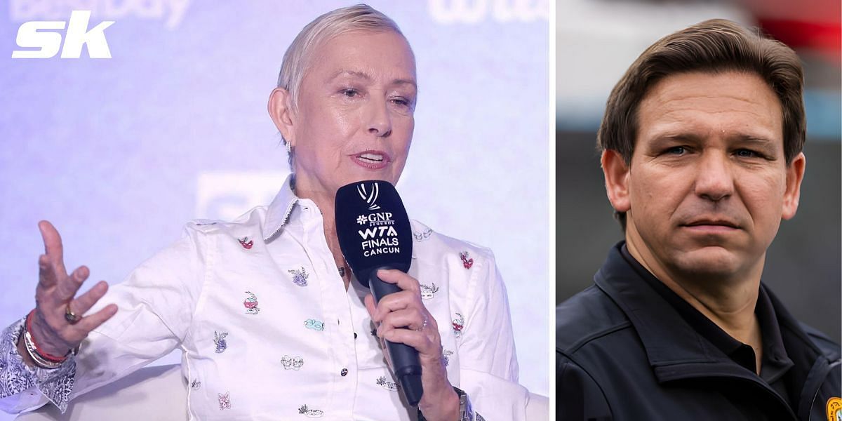 Martina Navratilova (L) and Ron DeSantis (R)