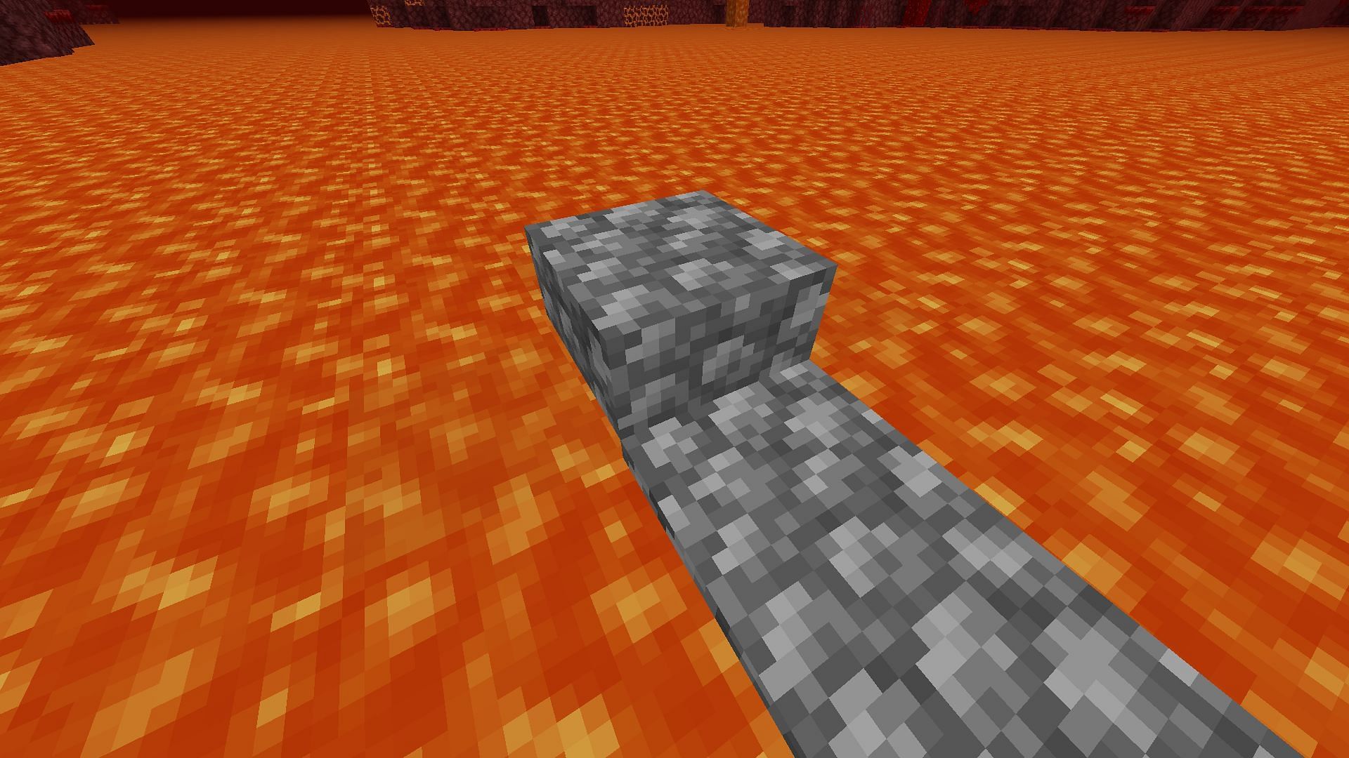 Place the slab on top of the last block and then break the block underneath the slab (Image via Mojang)