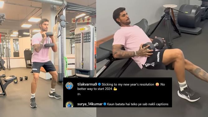 "Kaun batata hai teko ye sab nakli captions"- Suryakumar Yadav & Axar Patel roast Tilak Varma on 'new year's resolution' video