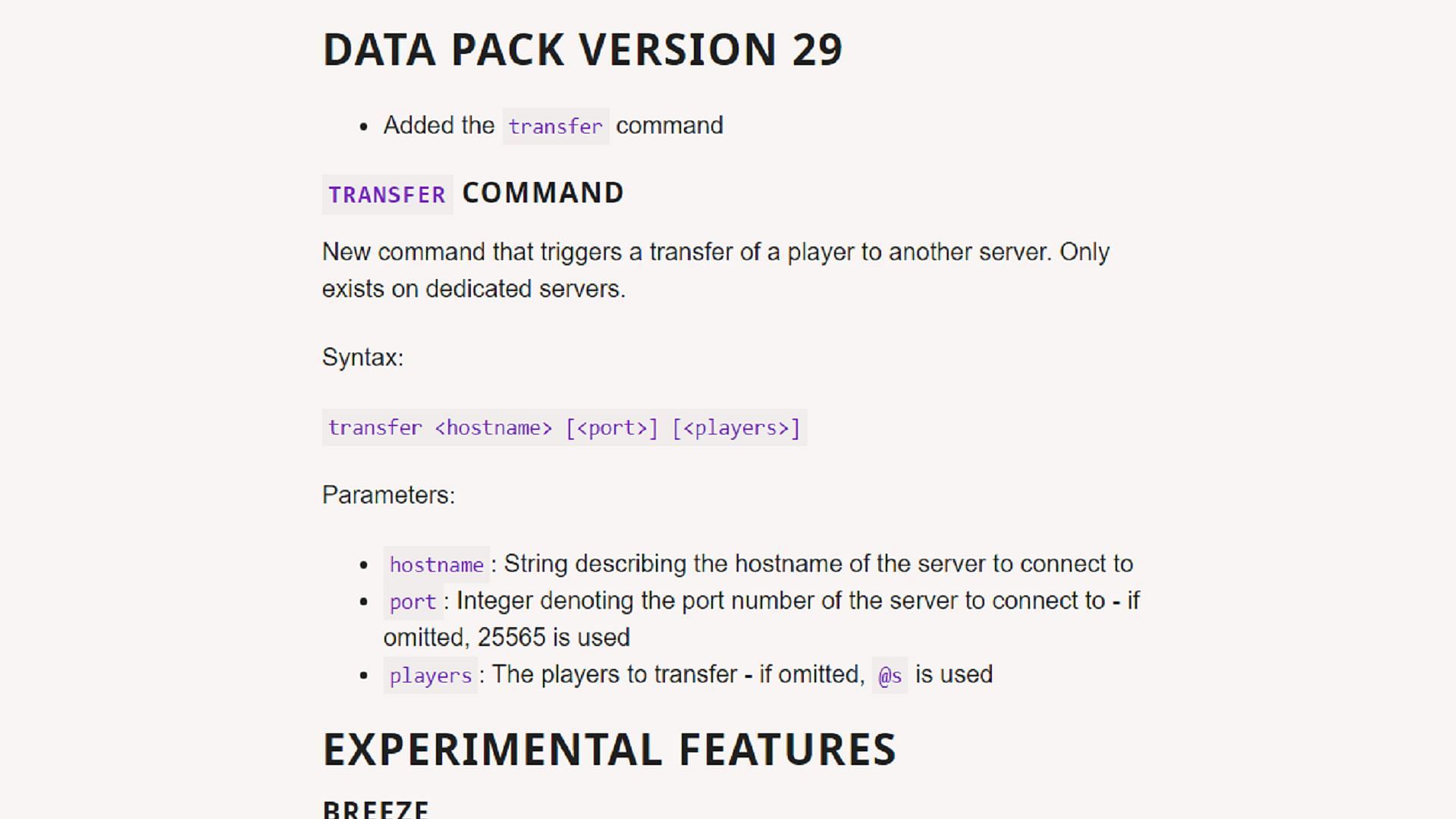 The transfer command should be useful for admins on dedicated servers (Image via Mojang)
