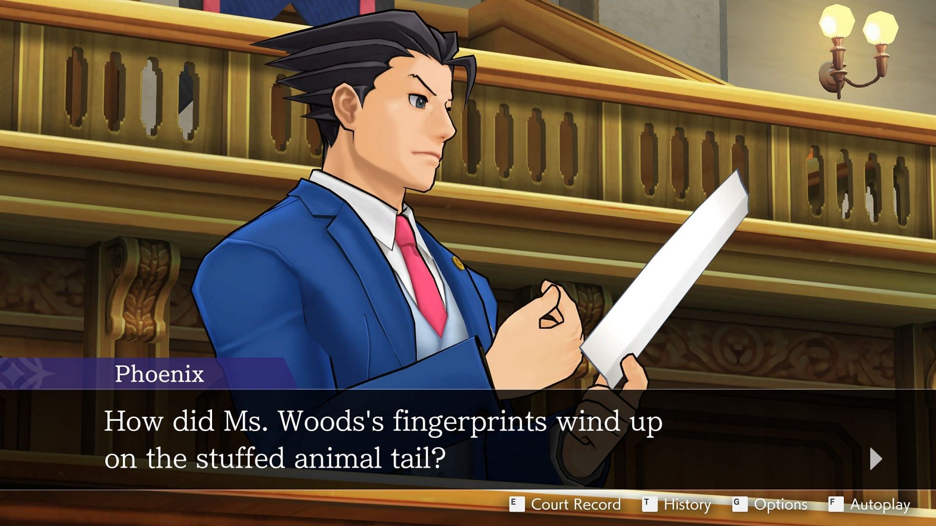 Players will engage in court trials to find the culprit (Screenshot from Apollo Justice Ace Attorney Trilogy)