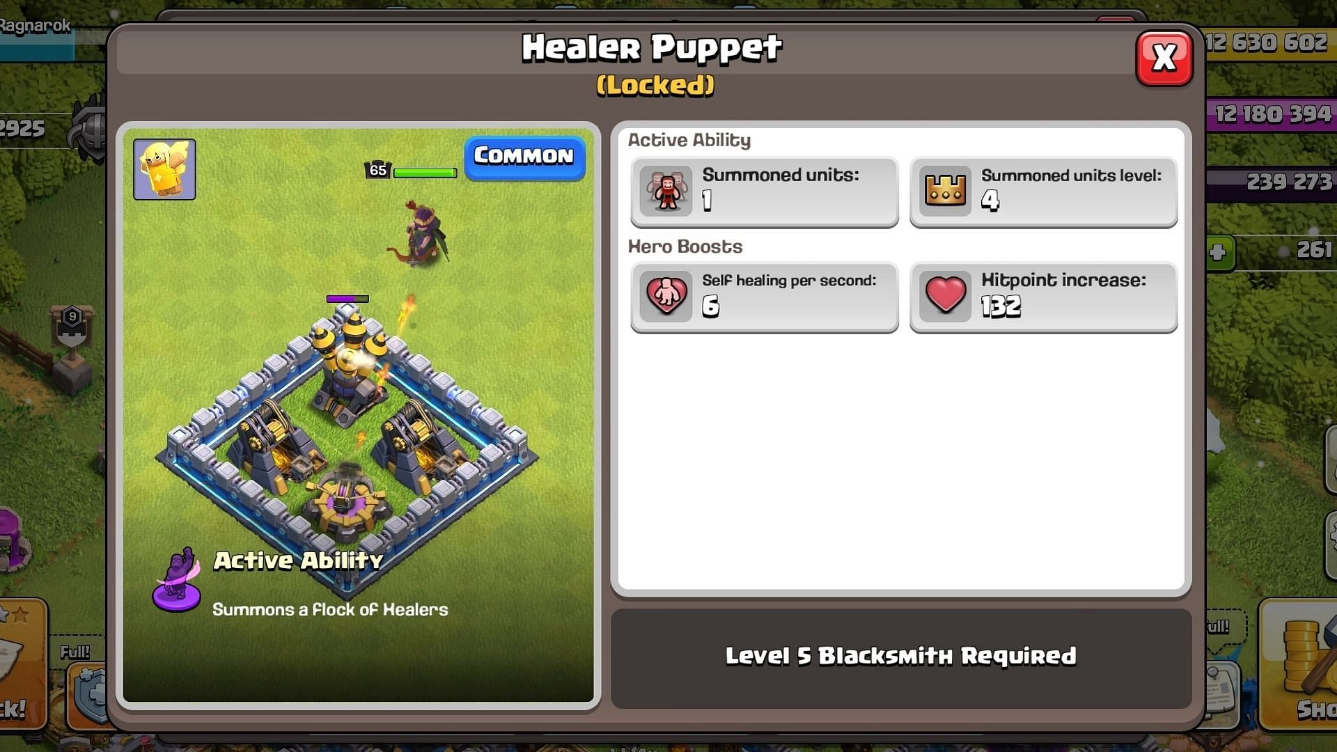 Clash of Clans Healer Puppet stats (Image via Supercell)