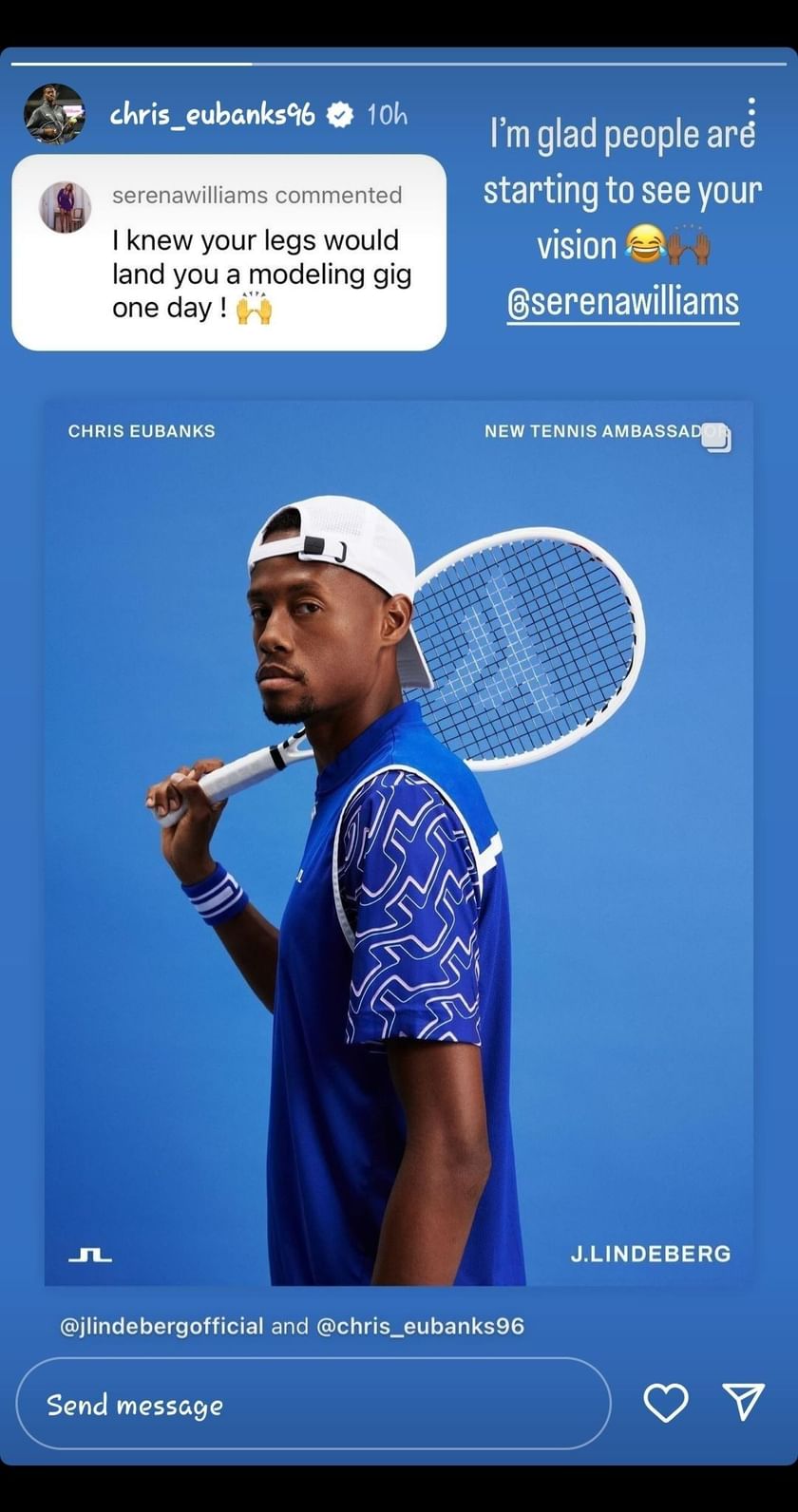 "Knew your legs would land you a modeling gig" Serena Williams teases Christopher Eubanks as
