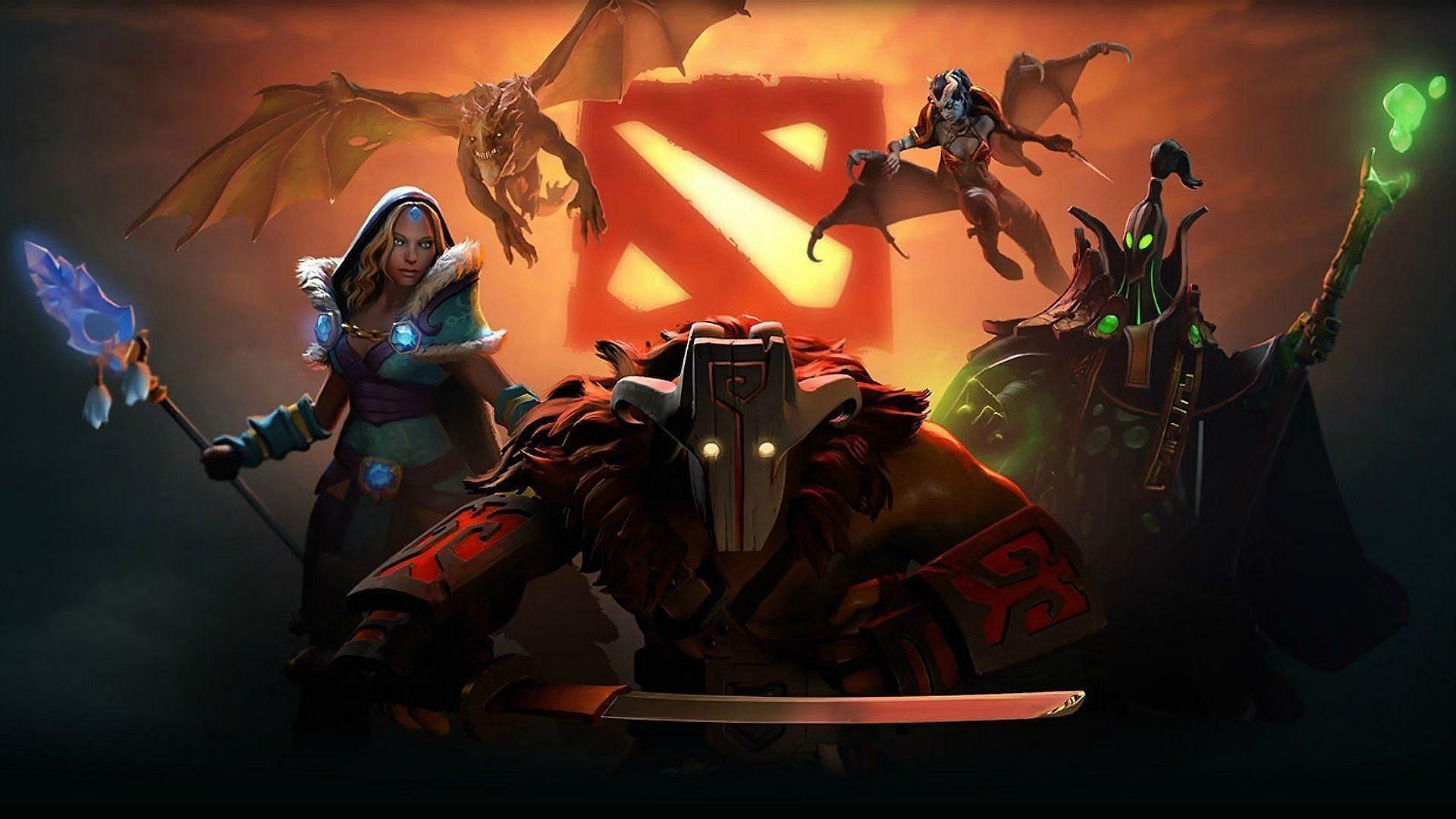 Juggernaut, Crystal Maiden, Rubick, Queen of Pain, and Dragon Knight (Image via Valve)