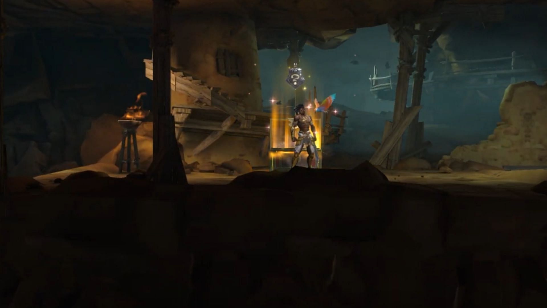 The amulet is located in the Sunken Harbor (Image via YouTube/ Game Guides Channel)