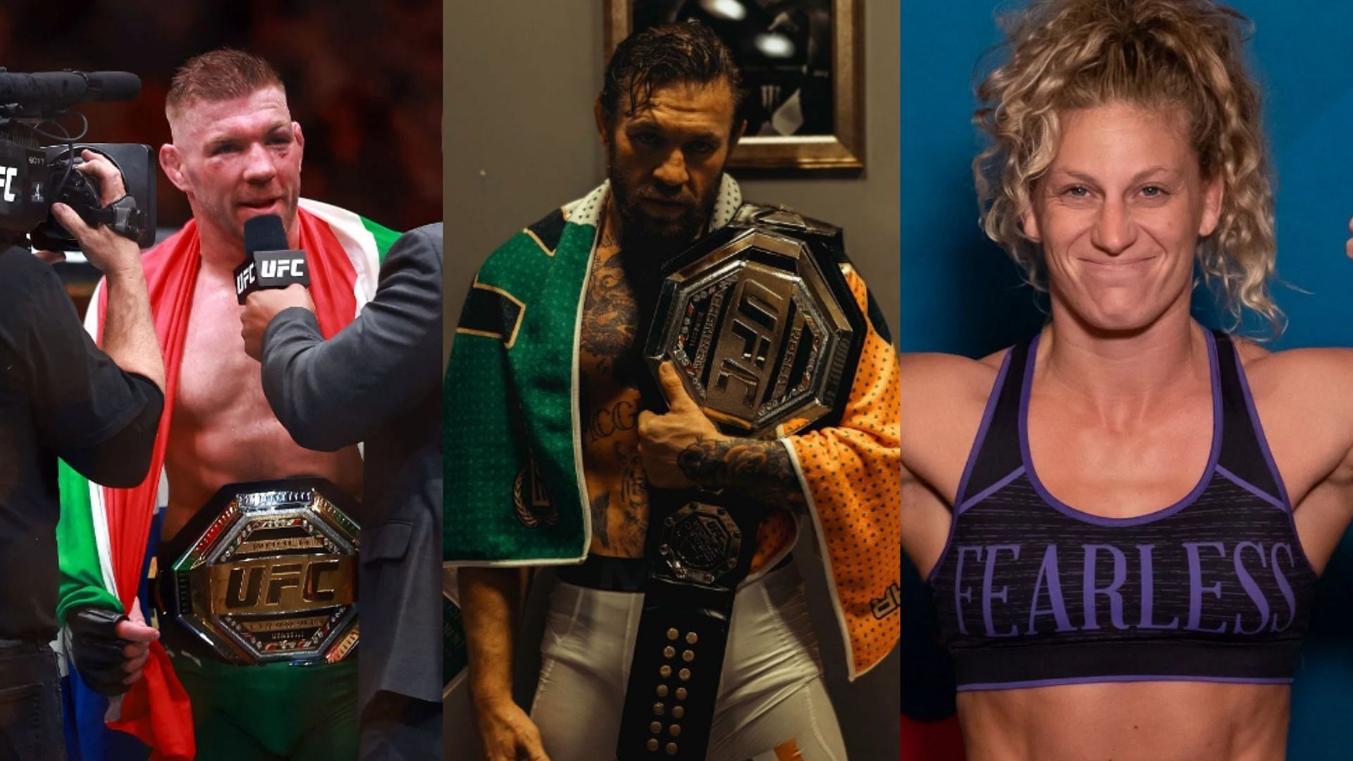 Dricus du Plessis (left), Conor McGregor (centre), Kayla Harrison (right) [Images courtesy of Getty Images &amp; @thenotoriousmma on Instagram]