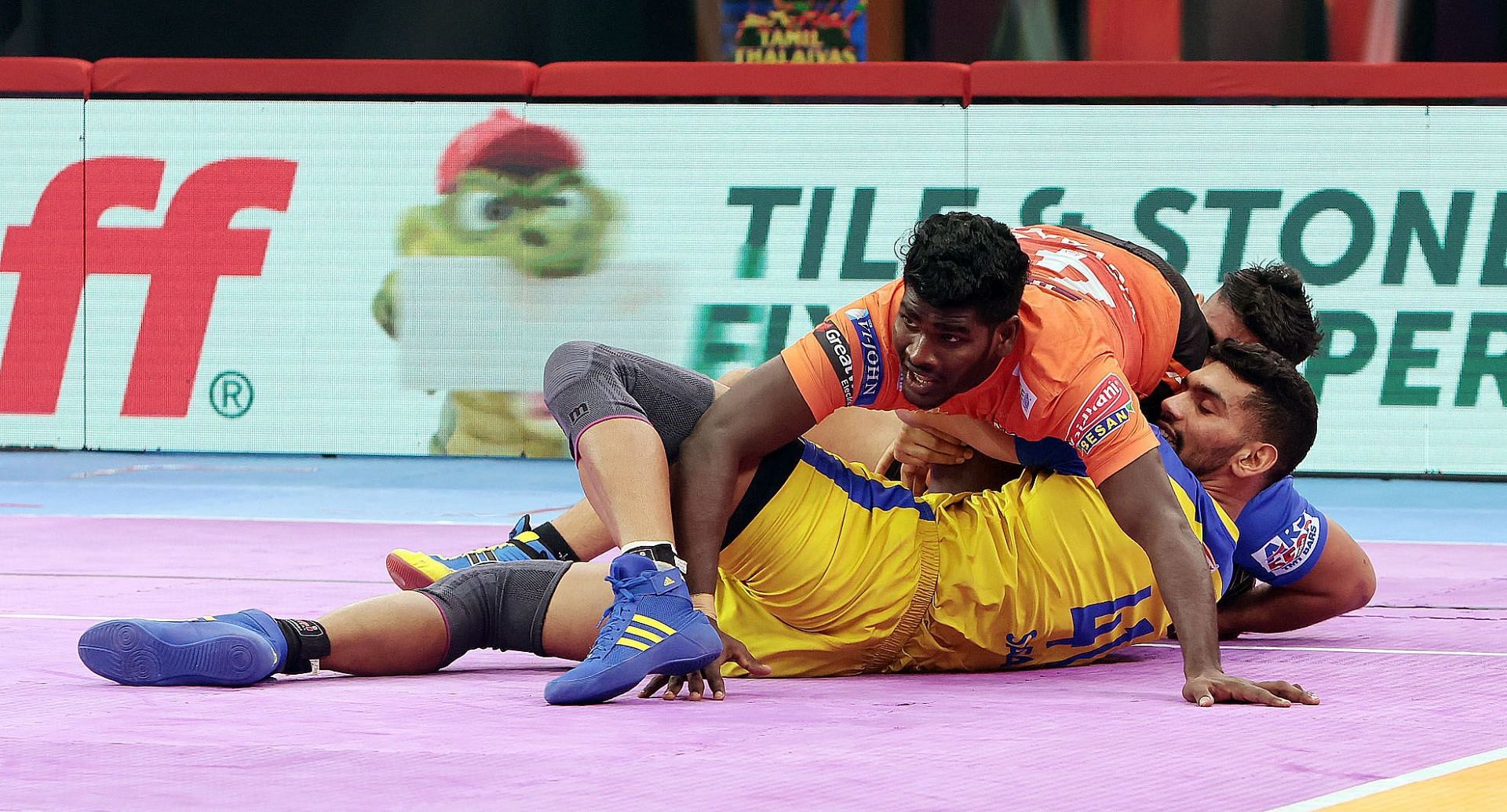 Sagar Rathee with a successful tackle
