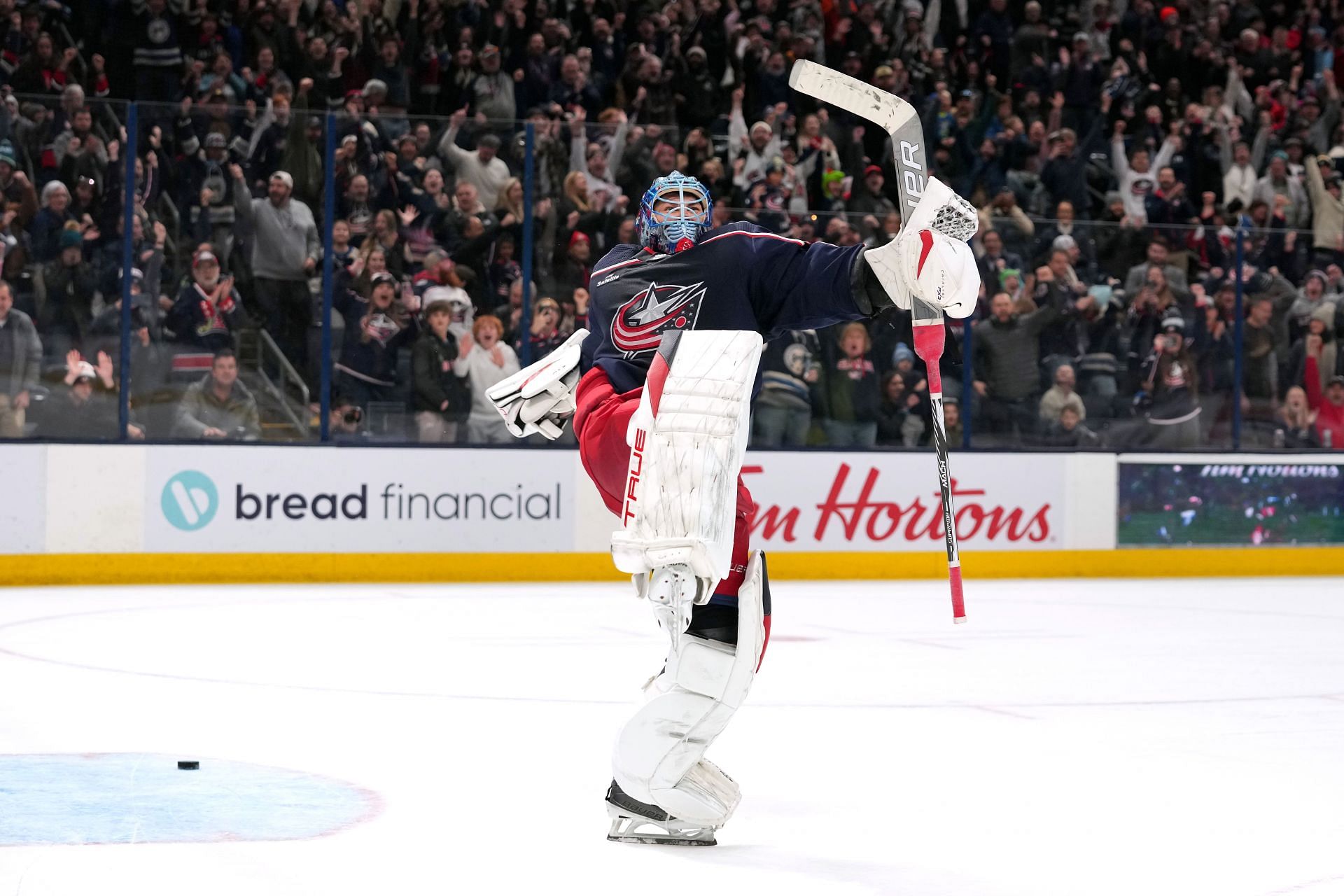 Elvis Merzlinkins of the NHL&#039;s Columbus Blue Jackets