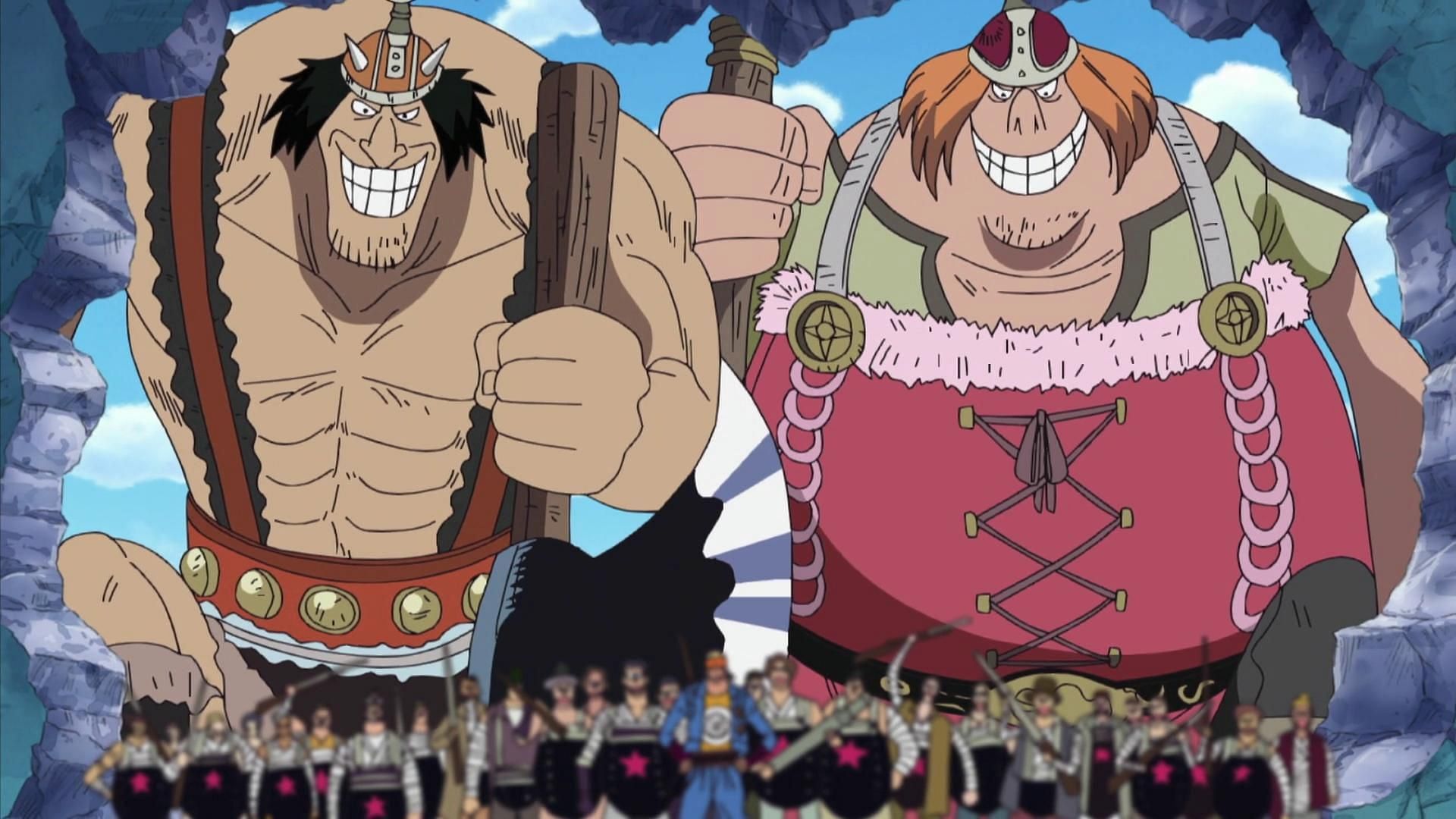 The Giants Kashii and Oimo as seen in One Piece (Image via Toei Animation)