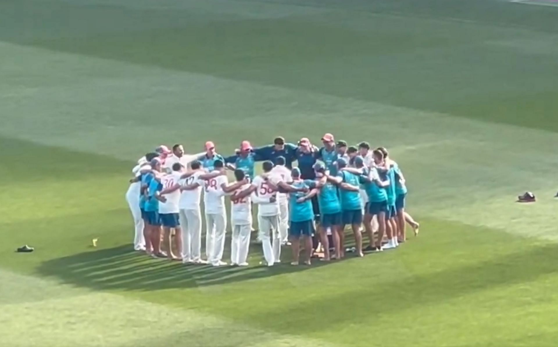 David Warner leading the team song for Australia after the win at SCG. 
