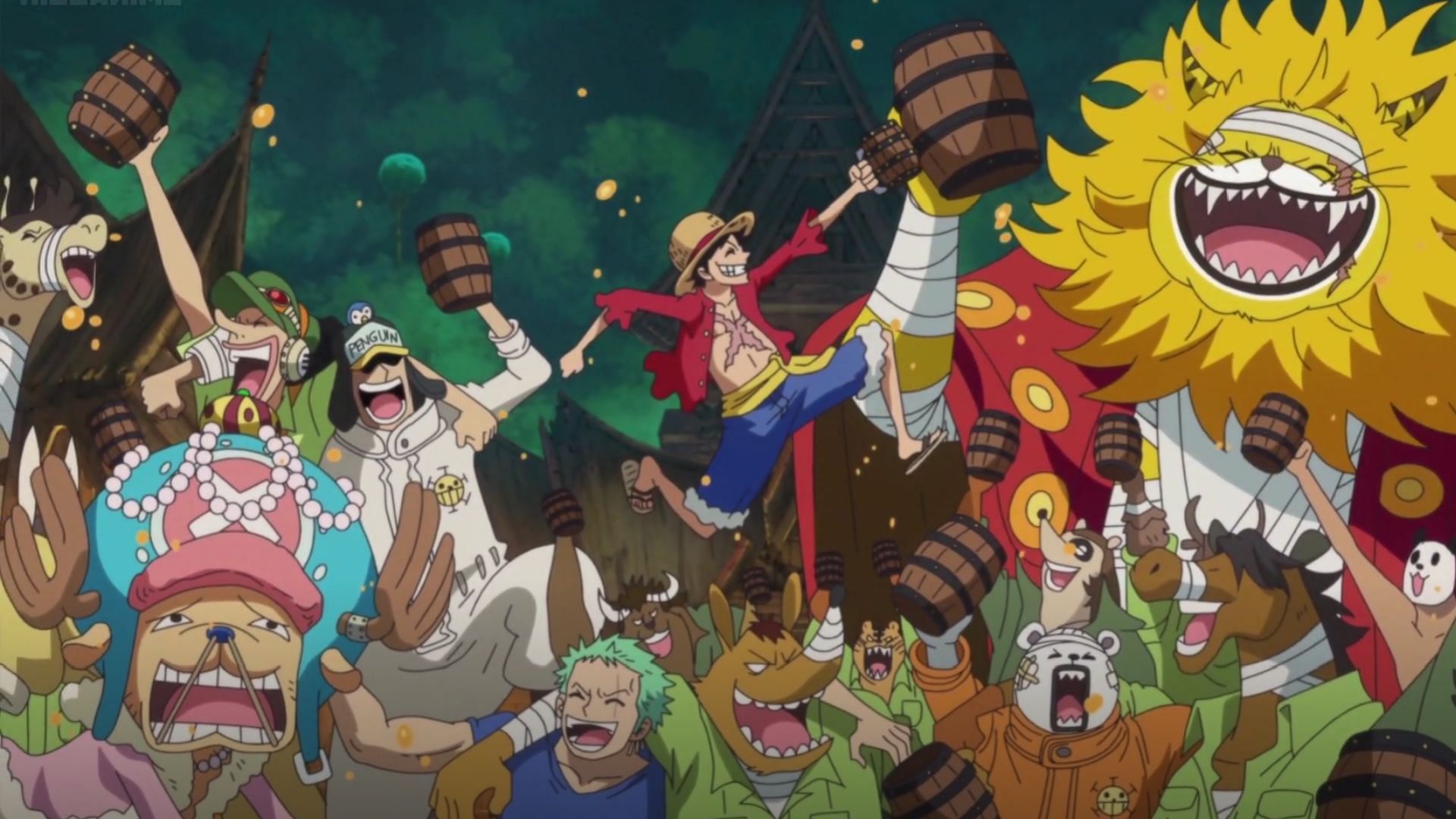 One Piece chapter 1135 raw scans: &quot;Shanks&quot; begins to attack as Luffy and the Giants start partying (Image via Toei Animation)