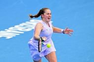 Jelena Ostapenko in action at the 2024 Brisbane International