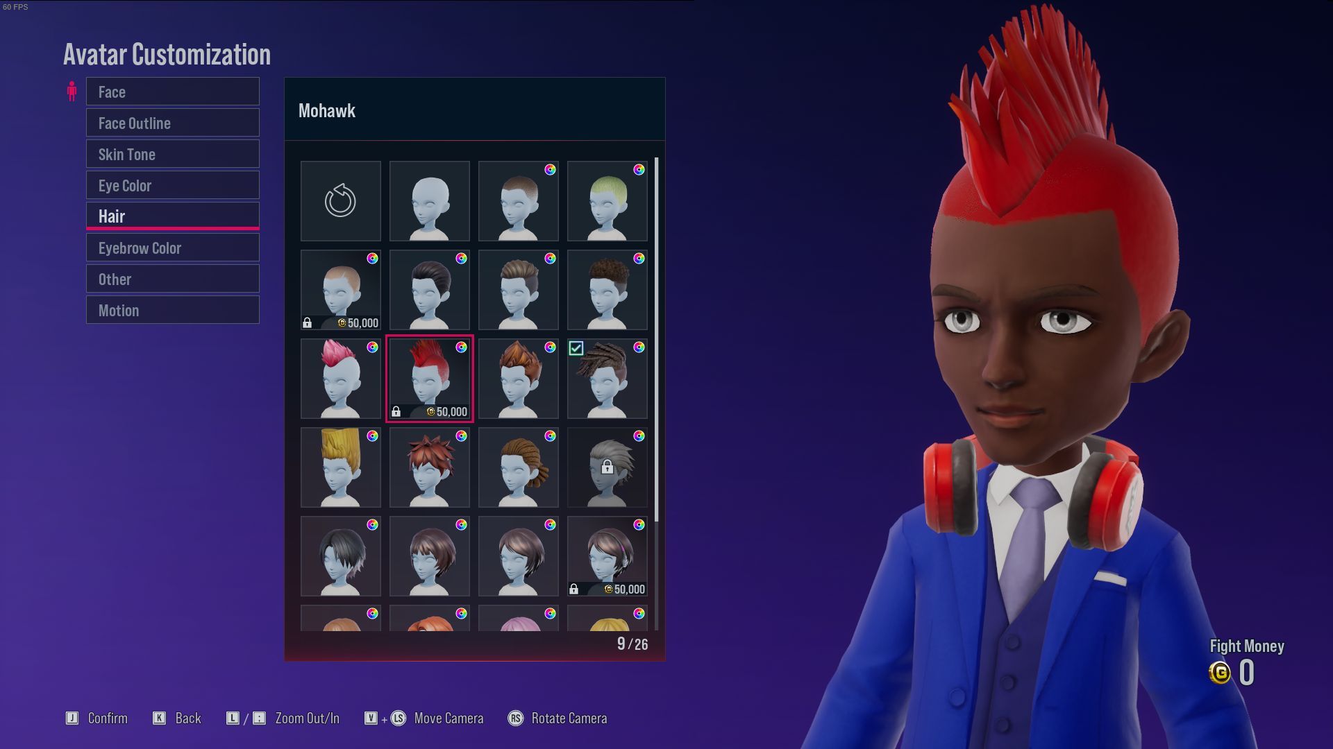 Buy the red mohawk with Fight Money to jazz up your avatar (Image via Bandai Namco)