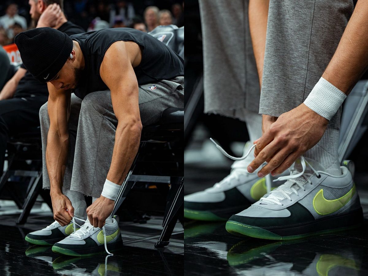 Devin Booker sporting the exclusive colorway (Image via Instagram/@nbakicks)