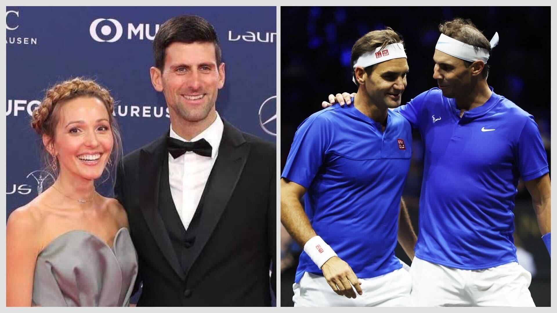 Jelena and Novak Djokovic, Roger Federer and Rafael Nadal.