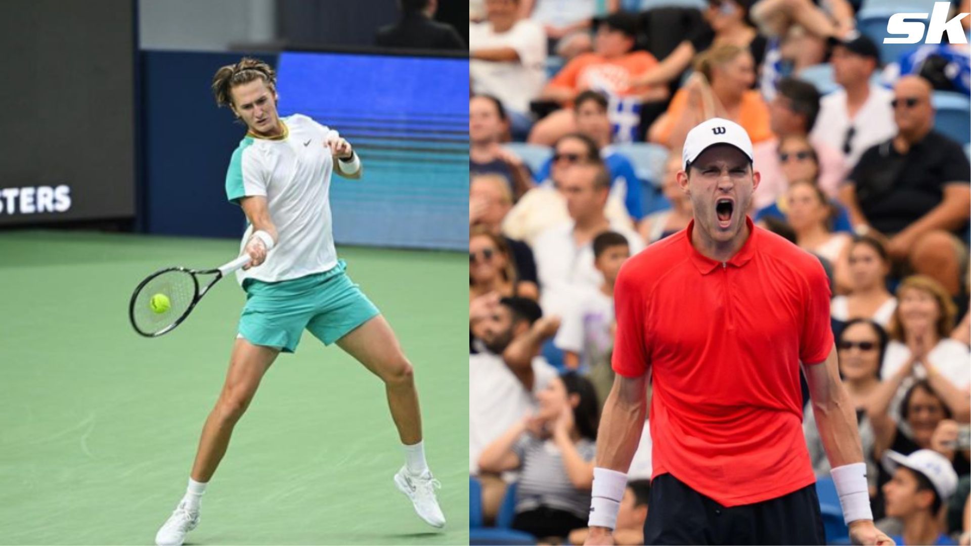 Nicolas Jarry of Chile and Sebastian Korda of the United States Enter caption Enter caption