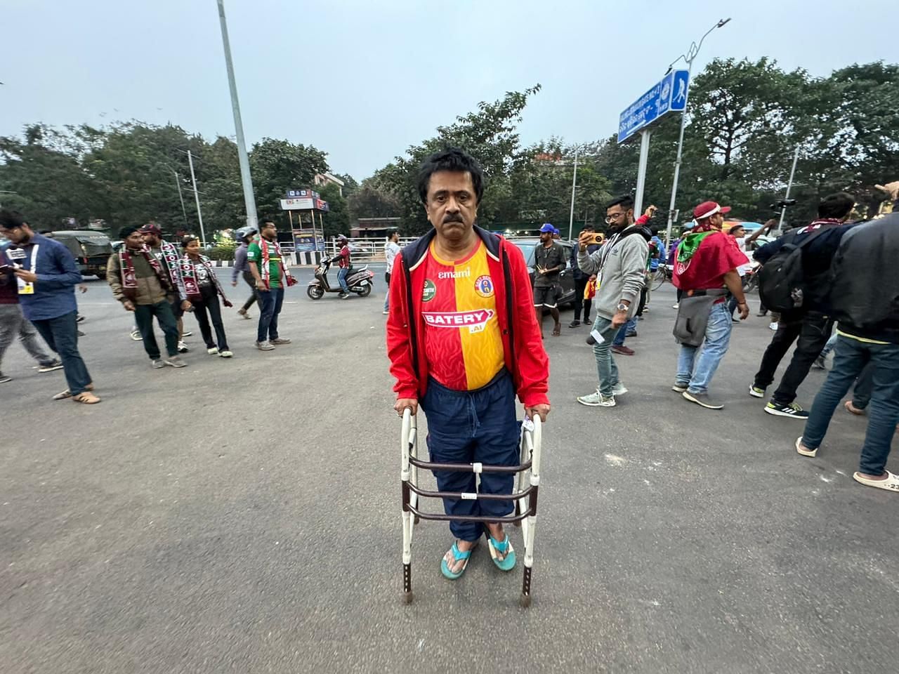 A special abled East Bengal supporter at the Kalinga on Friday.